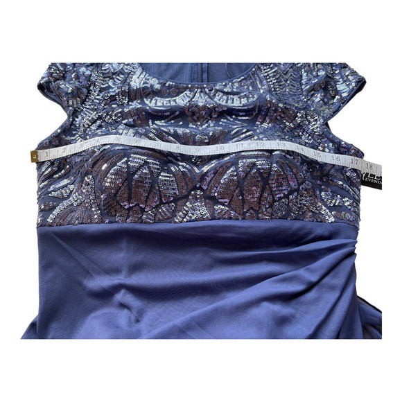 Alex Evenings Sequin Ruched Chiffon Column Gown in NAVY Size 10 NWT MSRP $209 - Picture 9 of 16